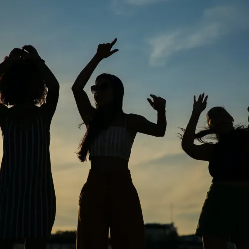 Photo by Kampus Production on <a href="https://www.pexels.com/photo/anonymous-girlfriends-dancing-against-sunset-sky-5935232/" rel="nofollow">Pexels.com</a>